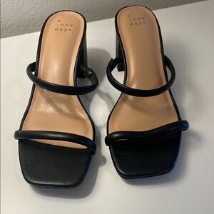 A New Day Black Heels with Sleek Square-Toe Design
